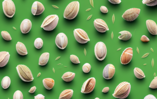 A variety of hemp seeds scattered around