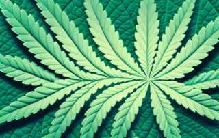 A cannabis leaf under a microscope