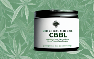 A cbd salve jar with a hemp leaf on it