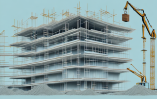 A construction site where a house is being built using hemp-based materials