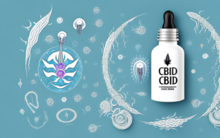 A cbd oil dropper bottle with emanating soothing waves