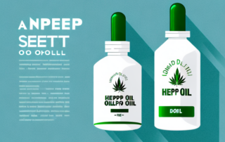 A dropper bottle of hemp oil with a measurement scale to signify the daily recommended dosage