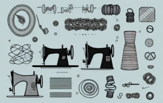 A sewing machine with hemp fabric flowing through it