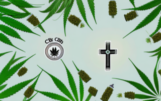 A cbd oil bottle with a medicinal cross symbol on it