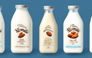 Several types of milk alternatives like almond