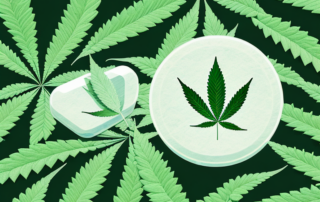 A few hemp tablets on a leaf