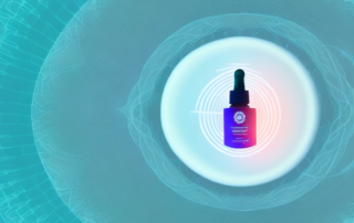 A cbd oil dropper hovering over a stylized