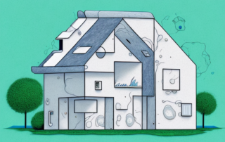 A house with visible layers of cellulose insulation in the walls and roof