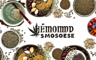 A variety of dishes and snacks made with hemp seeds