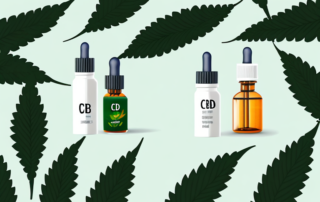 A cbd oil dropper leaning against a slim silhouette