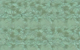 A hemp plant intertwined with textile machinery