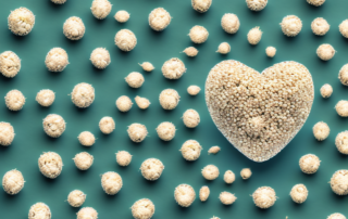 Peeled hemp seeds surrounded by a radiant glow
