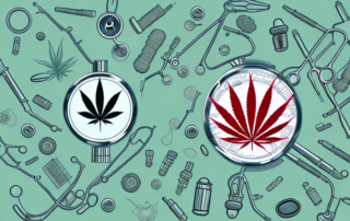A medical marijuana plant with its various parts highlighted
