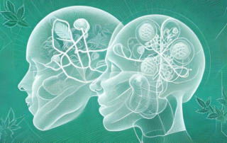 A human silhouette with different organs subtly highlighted