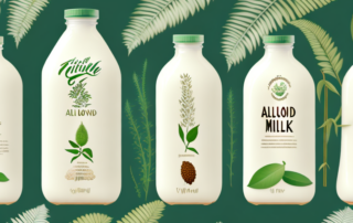 Different types of plant-based milks like almond