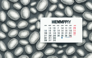 A variety of hemp seeds scattered on a daily calendar