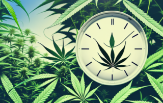 A mature cannabis plant in an outdoor setting