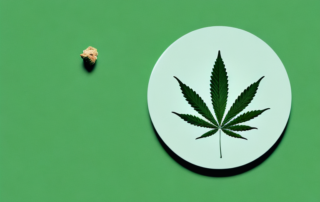 A cannabis leaf balanced on a scale