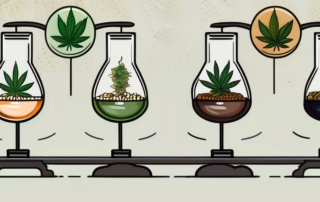 A variety of cannabis seeds displayed on a balance scale