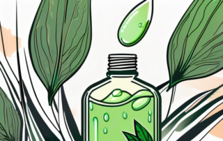 A droplet of hemp oil falling onto a healthy