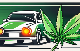 A car key next to a marijuana leaf