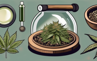 Various types of cannabis seeds displayed aesthetically on a rustic wooden table