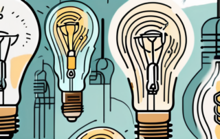 Several energy-saving light bulbs with symbols depicting negative impacts such as a broken bulb