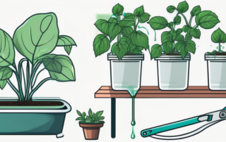 A beginner's hydroponic setup with various types of plants growing in water-filled containers