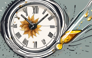 A clock merging with a cbd oil droplet