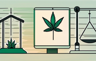 A cannabis leaf on a scale