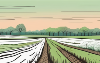 A lush field gradually turning into a barren wasteland due to excessive fertilization