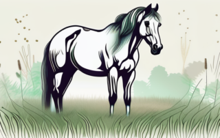 A serene horse grazing in a field