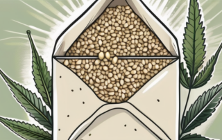 A few hemp seeds in an open envelope