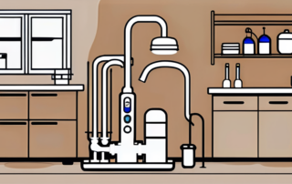 A reverse osmosis system with various components labeled