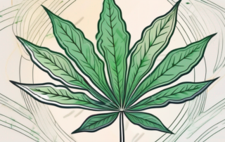 A cannabis leaf with a barrier or scale