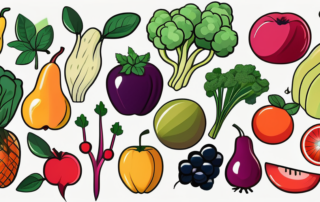 A variety of colorful fruits and vegetables with a radiant glow