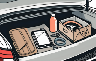 A variety of car essentials such as a car key