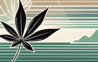 A cannabis plant prominently featuring three leaves