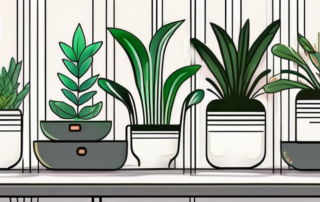 Several different types of led grow lamps shining brightly over a variety of healthy