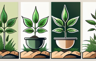 Different stages of hemp plants growth in an outdoor environment