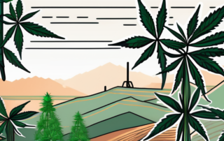 A cali kush cannabis plant with a price tag hanging from one of its branches