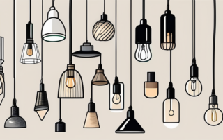 Various types of lamps being hung in different ways