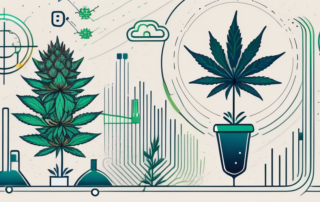 A cannabis plant with a focus on its buds