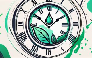 A cbd oil droplet falling into a stylized representation of the human body