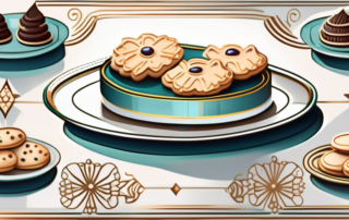 A selection of decadently decorated royal cookies arranged elegantly on a fancy serving tray