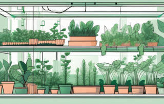 A thriving indoor garden with lush plants under a co2 grow system