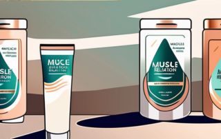 Several tubes of muscle relaxation cream placed on a table