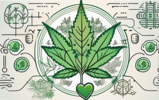 A hemp plant with highlighted cannabidiol (cbd) molecules