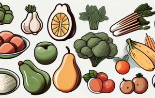 A variety of ten different healthful foods such as fruits