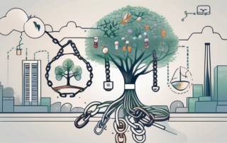 A broken chain with each link representing different types of drugs